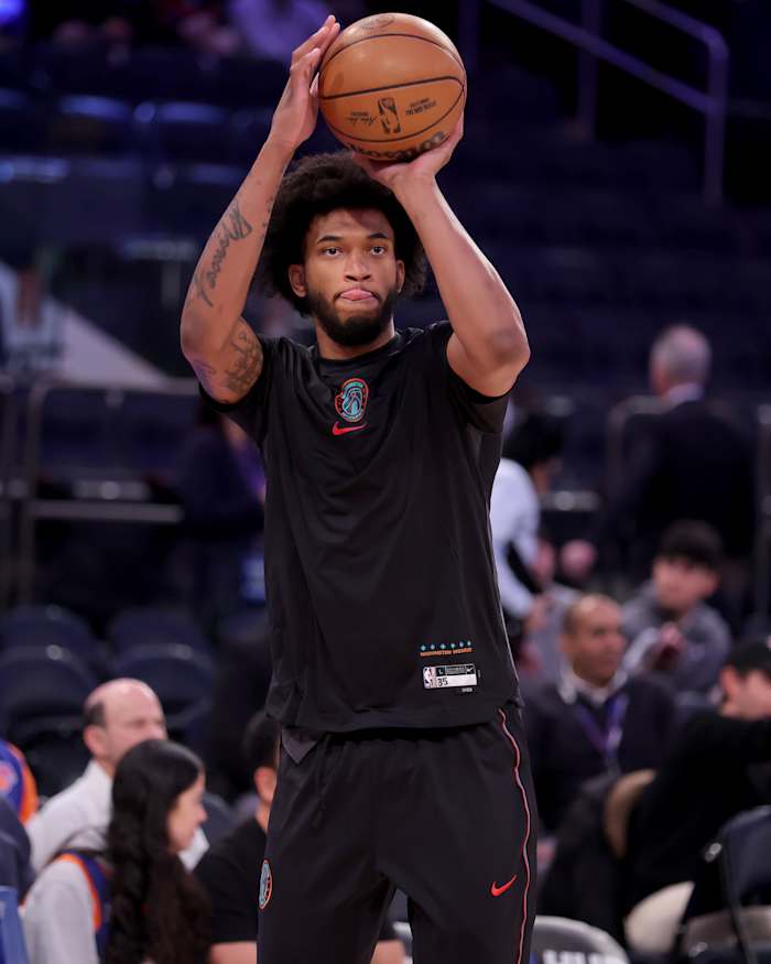 Washington Wizards forward Marvin Bagley III (35) warms up before a game against the New York Knicks at Madison Square Garden.